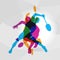 Modern Badminton Players In Action Logo