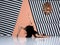 Modern ballet dancer, ballerina performing art dance element with copy space background