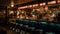 Modern bar counter illuminated inside nightlife establishment generated by AI