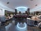Modern bar restaurant in a luxurious modern style with elegant furniture and lighting