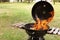 Modern barbecue grill with fire flames