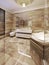 Modern bathroom with access to sauna