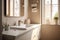 modern bathroom counter house bright design luxury interior sink faucet sunlight. Generative AI.