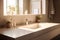 modern bathroom interior house design sink luxury counter contemporary faucet sunlight. Generative AI.