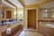 Modern bathroom with mirror two sinks jacuzzi bathtub taps for h