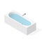 Modern bathtub filled with water. Vector bath tub, isometric perspective.