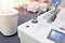 Modern bathtubs and jacuzzi in store