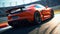 Modern beautiful fast race car sports car is driving. AI generated