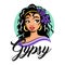 Modern beautiful gypsy woman logo.