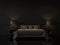 Modern bedroom interior with empty black wall 3d rendering