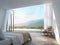 Modern Bedroom with mountain view 3d rendering Image