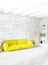 Modern bedroom yellow sofa luxury minimal style Interior loft design with eclectic wall. 3D Rendering.