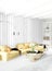 Modern bedroom yellow sofa luxury minimal style Interior loft design with eclectic wall. 3D Rendering.