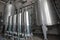 Modern Beer and Beverage Factory. Steel tanks with Liquid