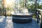 Modern big barrel outdoor hot tub
