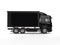 Modern black heavy transport trucks with black trailer