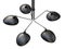 Modern black metal chandelier with black scoop-like shades. 3d render