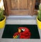 Modern Black Red Parrot / macaws bird printed zute doormat outside home with yellow flowers and leaves