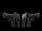 Modern black semi automatic pistols