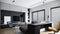 Modern black and white room interior design, contemporary apartment and home office concept