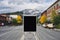 Modern blank signboard for advertise on traffic island in Banff town