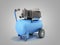 Modern Blue Air Compressor 3d render on grey gradient background