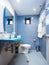 Modern blue bathroom