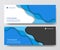 Modern blue business header banner set wave origami paper cut craft