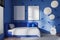 Modern blue child bedroom interior with posters