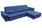 modern blue large cozy fabric sofa corner with pillows and adjustable armrests on a white background