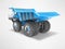 Modern blue mining truck 3D render on gray background with shadow