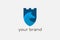 Modern Blue Shield Castle with Wolf Head Logo Design Vector