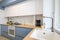 Modern blue-teal colored furniture kitchen interior
