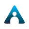 Modern blue triangle people profile logo design