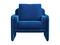 Modern blue velvet upholstery cushioned armchair. 3d render