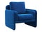 Modern blue velvet upholstery cushioned armchair. 3d render