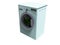 Modern blue washing machine with things in the water 3d render on white background no shadow