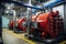 Modern boiler room with gas boilers, industrial heating