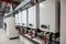 Modern boiler room with gas boilers, industrial heating