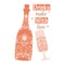 Modern bottle wine and glass champagne. Vector