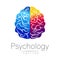 Modern Brain logo of Psychology. Human. Creative style. Logotype in vector. Design concept. Brand company. Blue violet