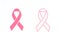 Modern breast cancer awareness with pink ribbon colorful and elegant look. Line icon set.