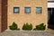 Modern brick wall with evergreen plants design