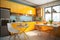 a modern and bright kitchen - yellow lacquered colors