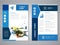 Modern brochure, abstract flyer with background of house interier. Layout template. Poster of yellow, dark blue, black and white c