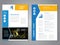 Modern brochure with blue yellow design, abstract flyer with technology background. Layout template. Poster with arrow desi