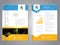 Modern brochure with blue yellow design, abstract flyer with technology background. Layout template. Poster with arrow design, Mag