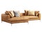 Modern brown chaise lounge leather sofa with pillows. 3d render