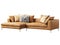 Modern brown chaise lounge leather sofa with pillows. 3d render