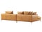 Modern brown chaise lounge leather sofa with pillows. 3d render